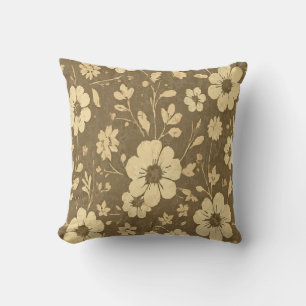 Cojín Decorativo Patrón floral amarillo - cálido marrón vintage