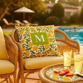 Cojín Decorativo Patrón floral amarillo - Monograma personalizado