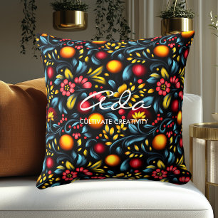 Cojín Decorativo Patrón Floral Artístico Personalizado Khokhloma
