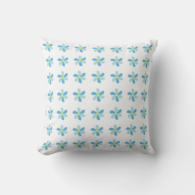 Cojín Decorativo Patrón floral azul (Anverso)