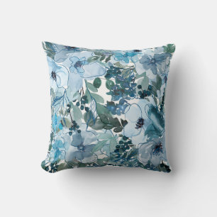 Cojín Decorativo Patrón floral azul