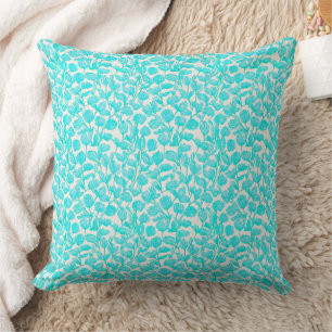 Cojín Decorativo patrón floral azul