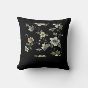 Cojín Decorativo Patrón floral azul blanco - Aesía oscura de vértig
