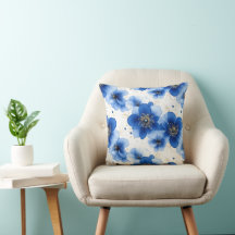 Patrón floral azul con acentos dorados