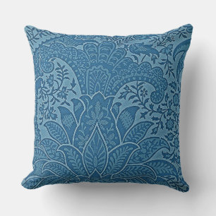 Cojín Decorativo Patrón floral azul de William Morris Vintage