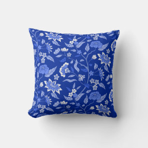 Cojín Decorativo Patrón floral azul inspirado en el Vintage moderno