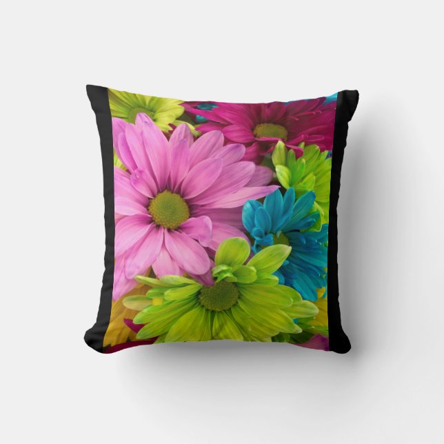 Cojín Decorativo Patrón floral azul rosa verde (Anverso)