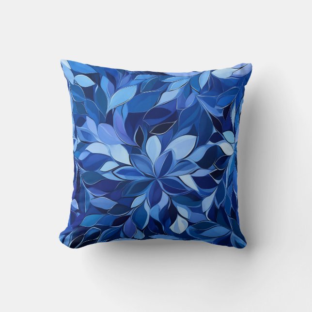 Cojín Decorativo Patrón floral azul sin soldadura (Anverso)