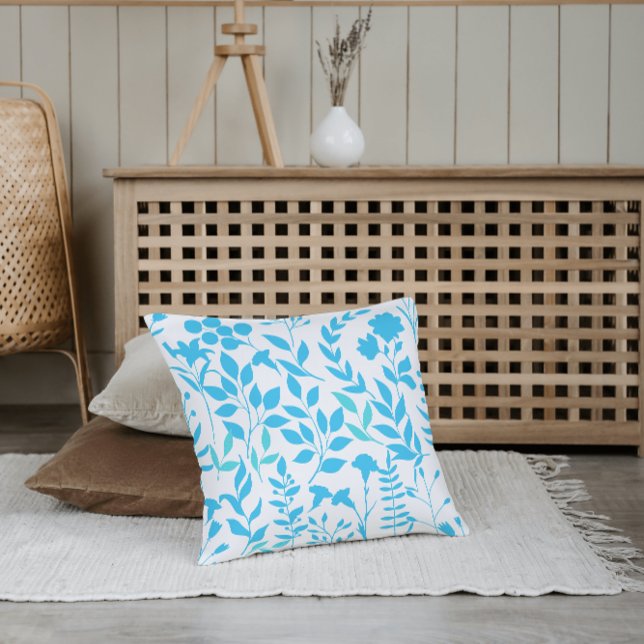 Cojín Decorativo Patrón floral azul.ST01 No BG (Subido por el creador)
