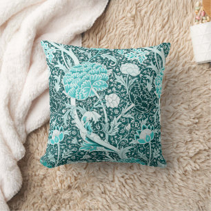 Cojín Decorativo Patrón floral azul turquesa de William Morris