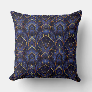 Cojín Decorativo Patrón floral azul vintage caprichoso Art Deco