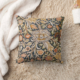 Cojín Decorativo Patrón floral azul vintage Trent de William Morris
