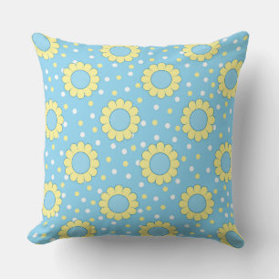 Cojín Decorativo Patrón floral azul y amarillo