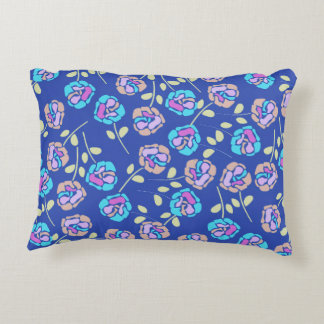 Cojín Decorativo Patrón floral azul y púrpura