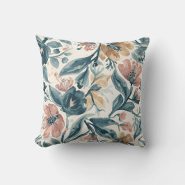 Cojín Decorativo Patrón floral azul y sonrosado