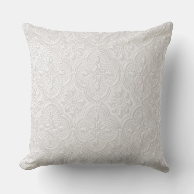 Cojín Decorativo Patrón floral blanco (Anverso)