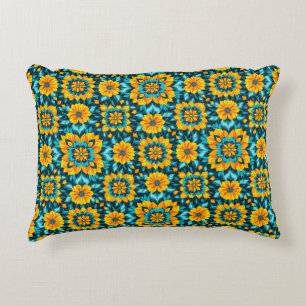 Cojín Decorativo Patrón floral boho continuo en estilo folclórico v