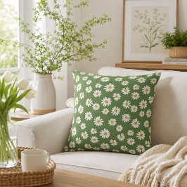 Cojín Decorativo Patrón floral Boho Daisy Verde
