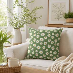 Cojín Decorativo Patrón floral Boho Daisy Verde