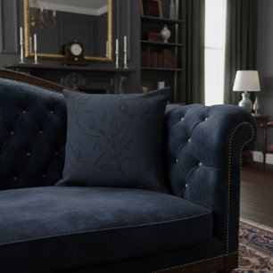 Cojín Decorativo Patrón Floral Boho Sencillo Moderno Azul Oscuro