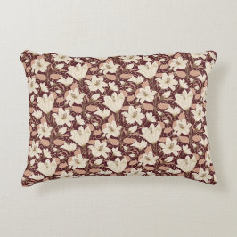 Cojín Decorativo Patrón floral Botánico Burgundy Red Beige Lily