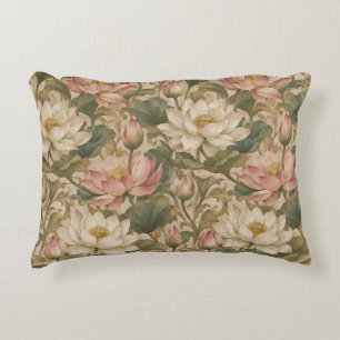 Cojín Decorativo Patrón floral botánico de loto de agua vintage
