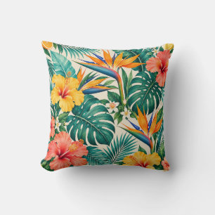 Cojín Decorativo Patrón floral botánico paraíso tropical