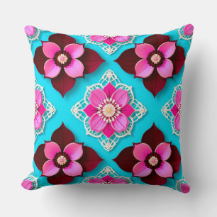 Cojín Decorativo Patrón floral brillante con flores rosadas