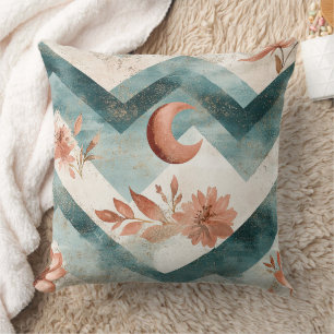 Cojín Decorativo Patrón Floral Chevron de Luna Rústica (2)
