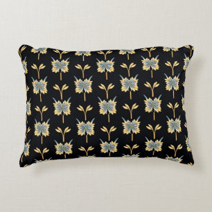 Cojín Decorativo Patrón Floral Con Flores Azules Y Amarillas