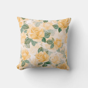 Cojín Decorativo Patrón floral con rosas amarillas
