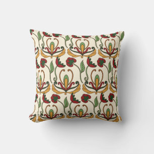 Cojín Decorativo Patrón floral continuo con rojo y amarillo
