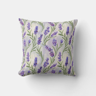 Cojín Decorativo Patrón floral continuo de acuarela lavanda