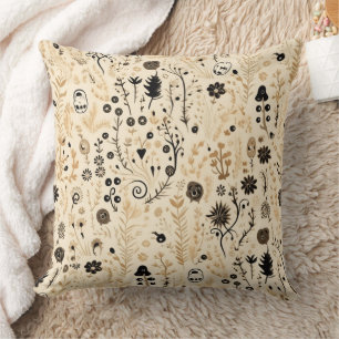 Cojín Decorativo Patrón floral continuo de garabatos dibujados a ma