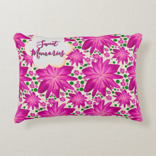 Cojín Decorativo Patrón floral continuo de rosa caliente personaliz