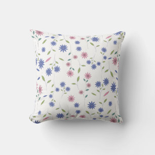 Cojín Decorativo Patrón floral continuo de rosa y azul
