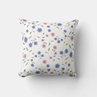 Cojín Decorativo Patrón floral continuo de rosa y azul