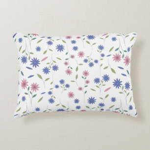 Cojín Decorativo Patrón floral continuo de rosa y azul
