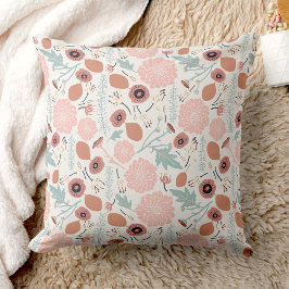 Cojín Decorativo Patrón floral Crema rosa Azul