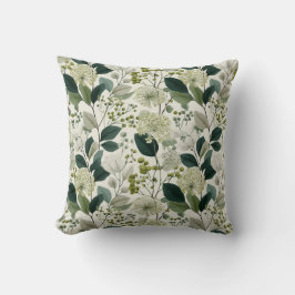 Cojín Decorativo Patrón floral crema verde botánico