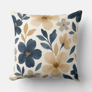 Cojín Decorativo Patrón floral cremoso atenuado