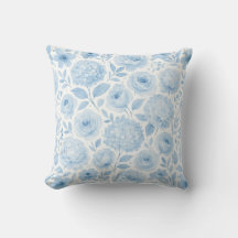 Patrón floral de acuarela azul blanco