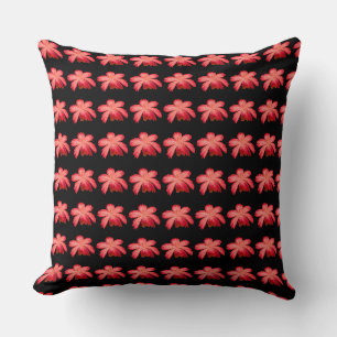 Cojín Decorativo Patrón floral de acuarela de flor roja sobre negro