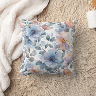 Cojín Decorativo Patrón floral de acuarela delgada en color pastel