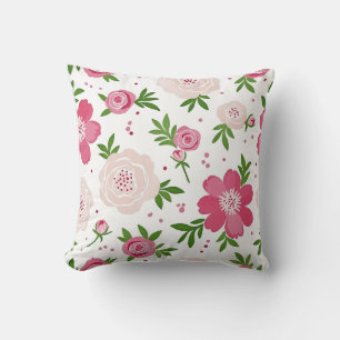Cojín Decorativo Patrón floral de acuarela – Diseño plano