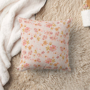 Cojín Decorativo Patrón floral de acuarela rosa sonrosado