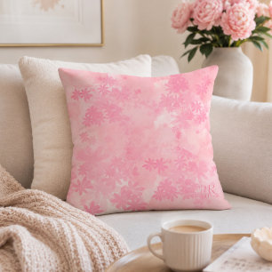 Cojín Decorativo Patrón floral de acuarela rosa Think Pink