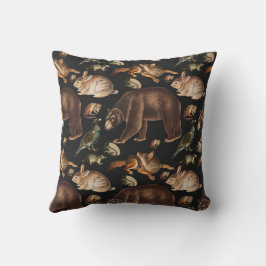 Cojín Decorativo Patrón floral de animales del bosque caprichoso