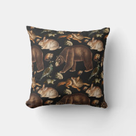 Cojín Decorativo Patrón Floral de Animales del Bosque Caprichoso