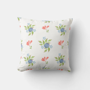 Cojín Decorativo Patrón floral de arándano azul acuático